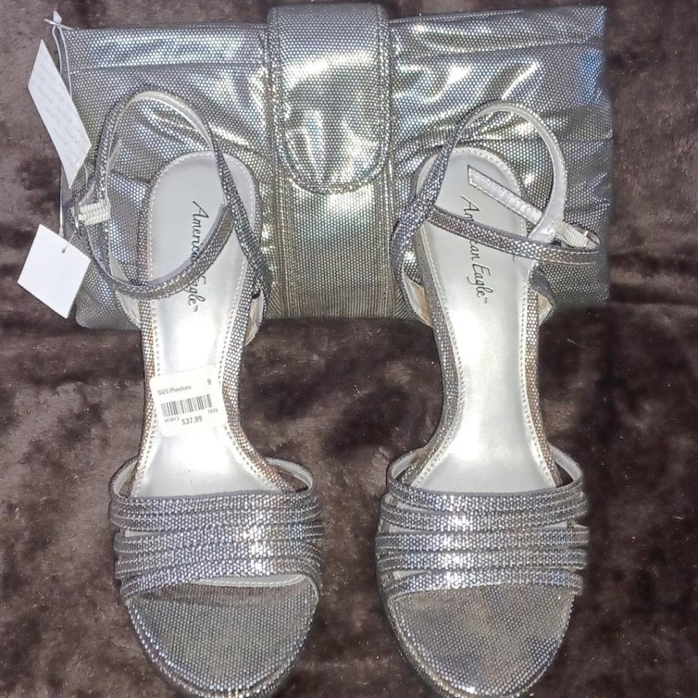Sparkly American Eagle heels and clutch
